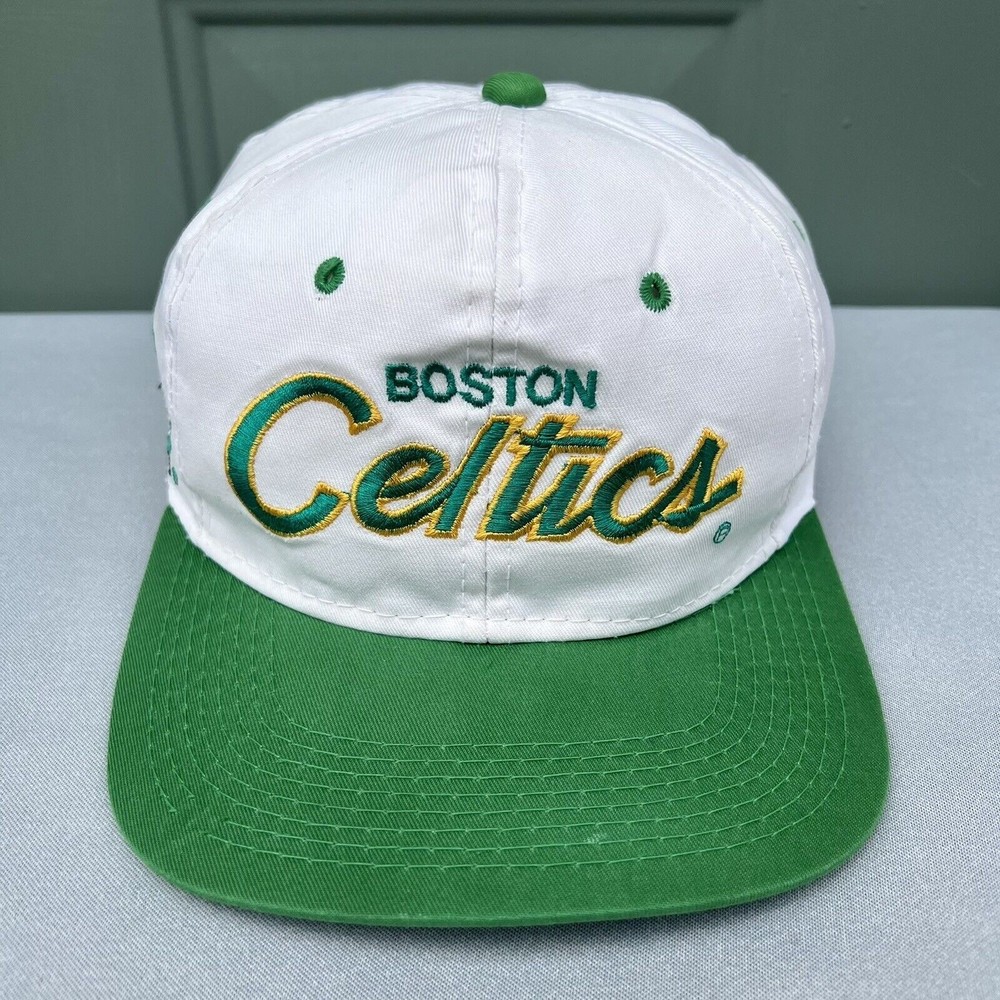 Vintage 90s Boston Celtics Script Sports Specialties Twill NBA Snapback Hat READ
